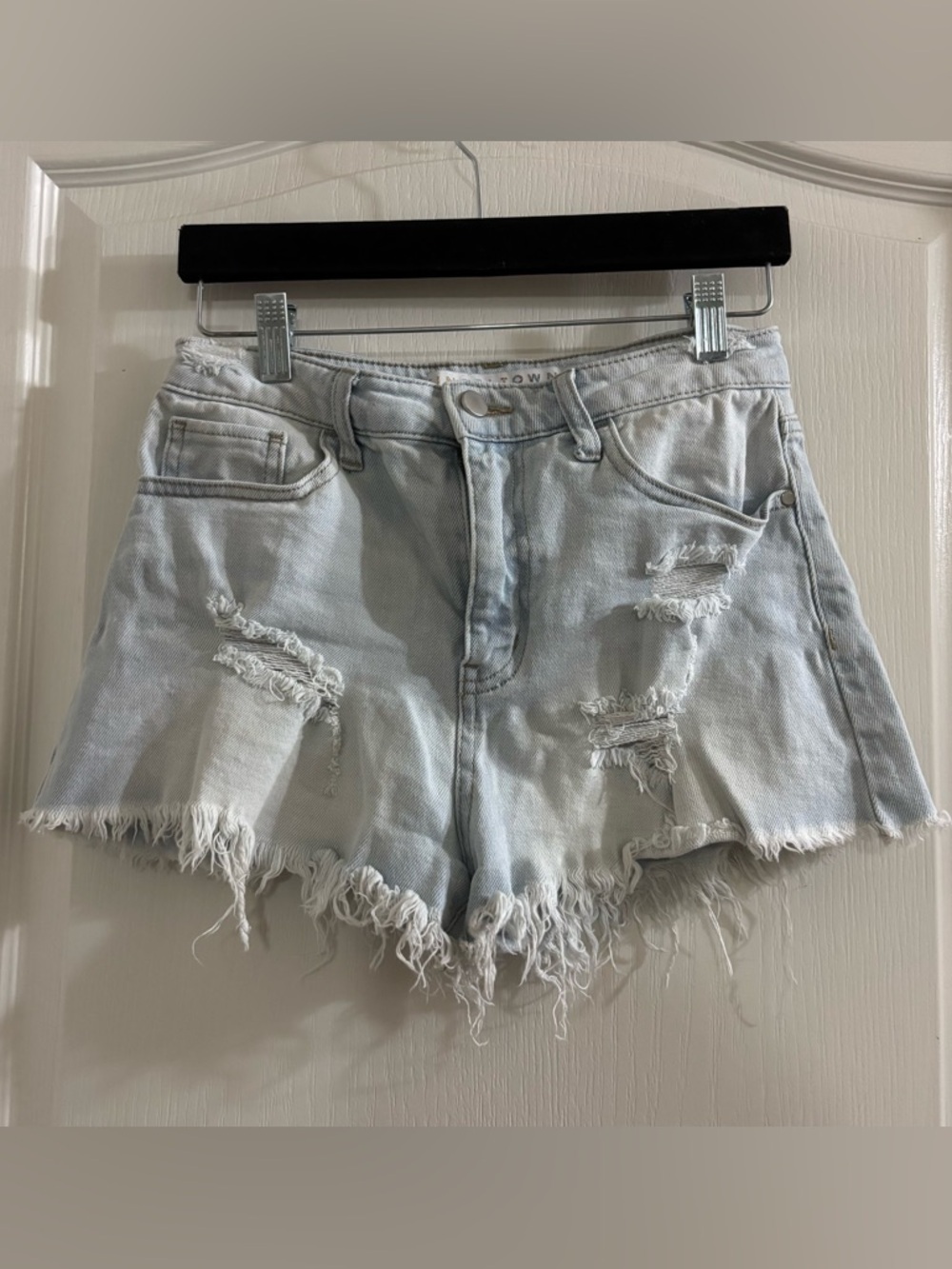 Tinseltown Light Wash Distressed Denim Shorts
